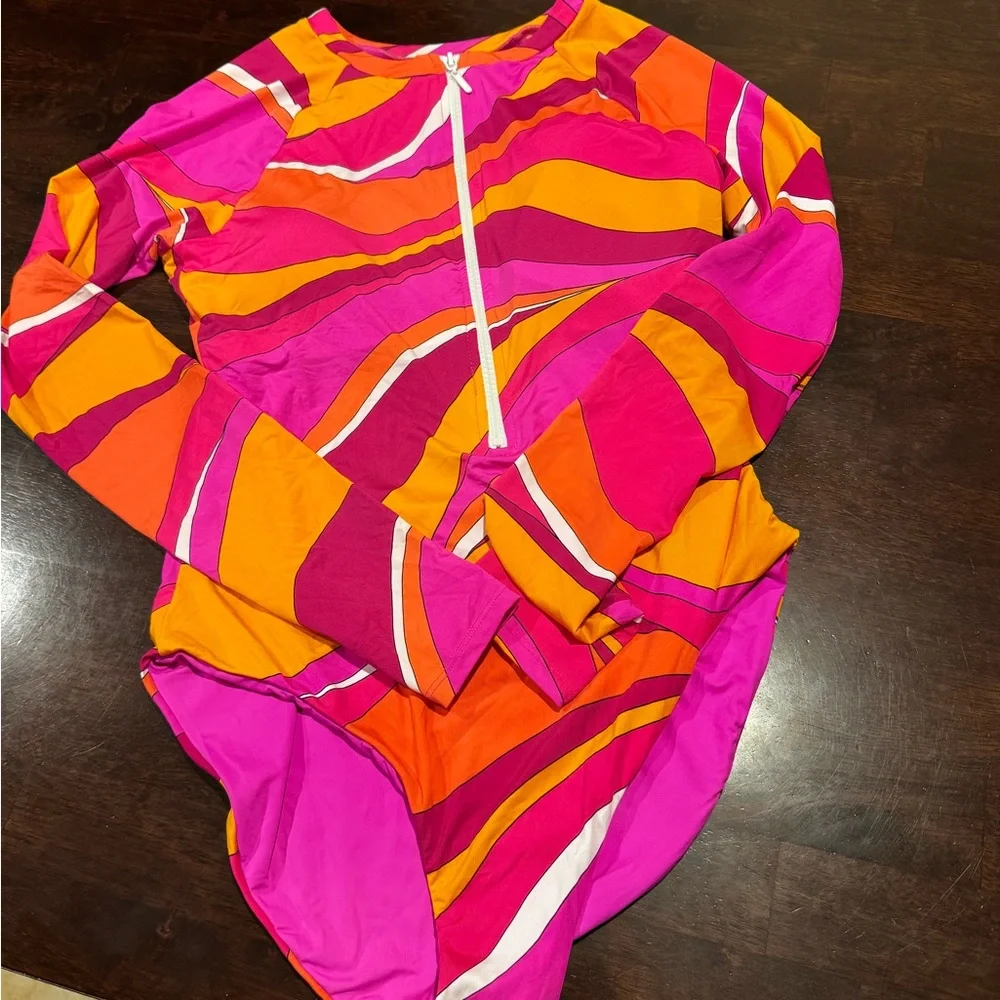 Trina Turk Pink and Orange Paddle Swimsuit - Picture 2 of 8